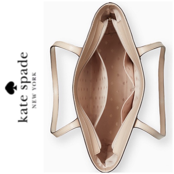 NWT Kate Spade leather zip tote warm beige - Picture 4 of 8